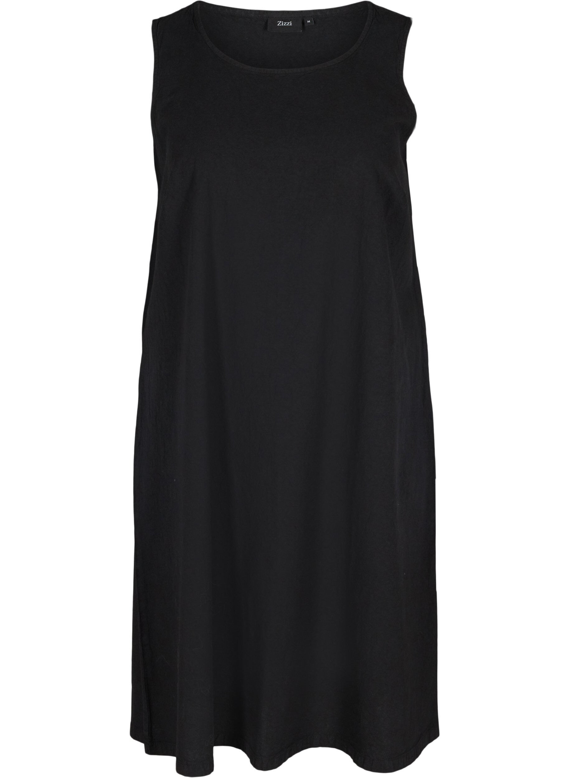 Zizzifashion Sleeveless cotton dress with A-line cut, Black, Packshot image number 0