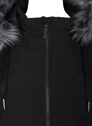 Winter jacket with removable hood and faux-fur collar, Black, Packshot image number 2