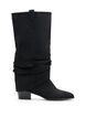 Long suede-look boot with a detachable shaft, Black, Packshot image number 0