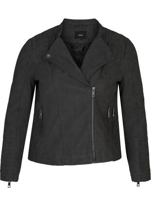 Faux leather jacket, Dark Grey as sample, Packshot image number 0