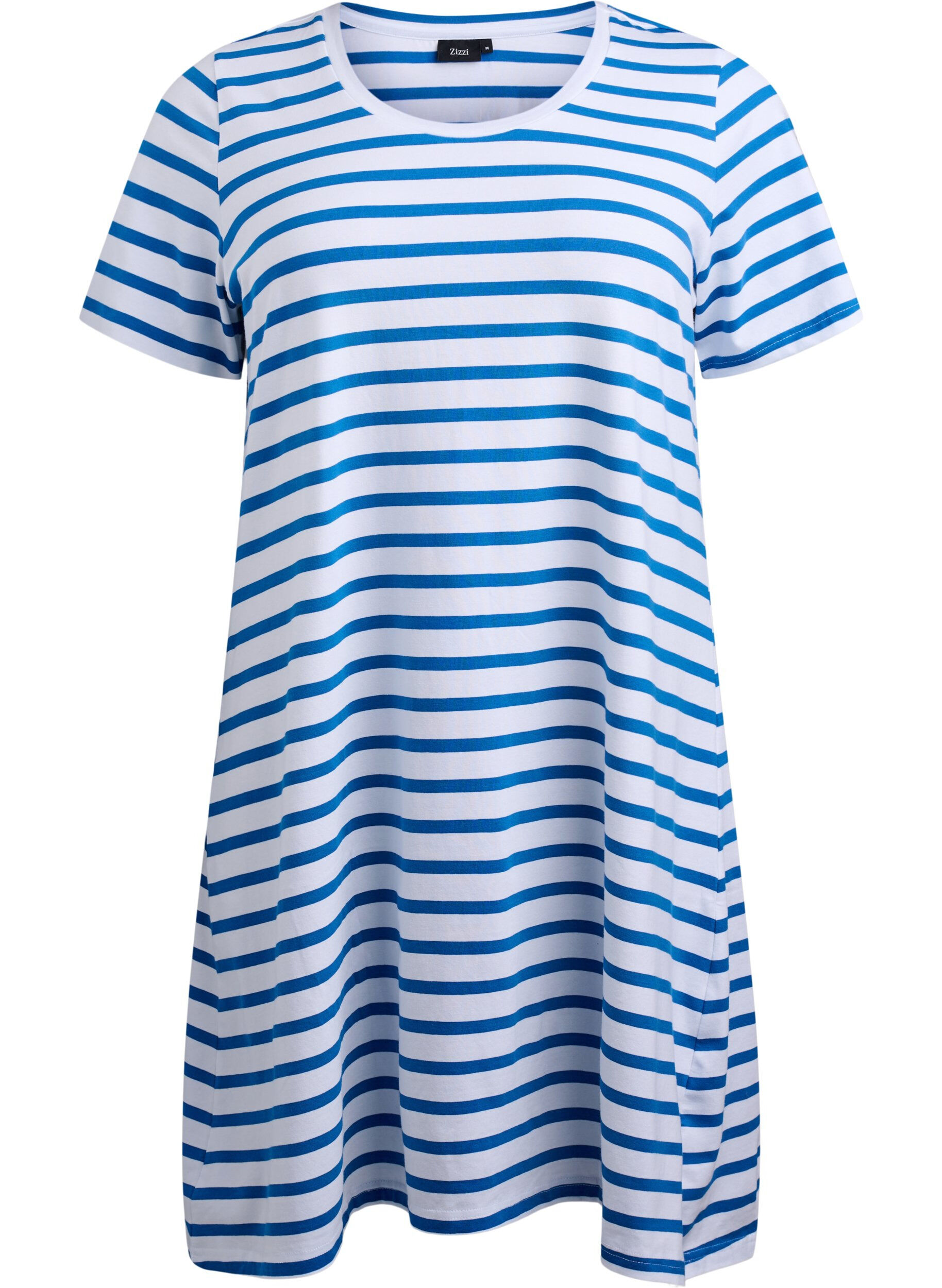 Striped jersey dress with short sleeves