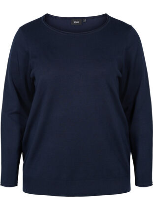 Plain, viscose blend knitted blouse, Night Sky, Packshot image number 0