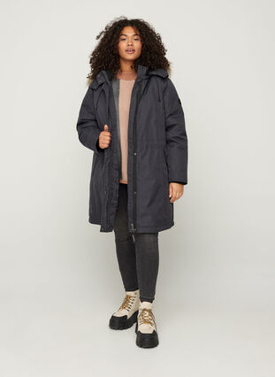 Waterproof winter jacket with a hood, Black, Model image number 4