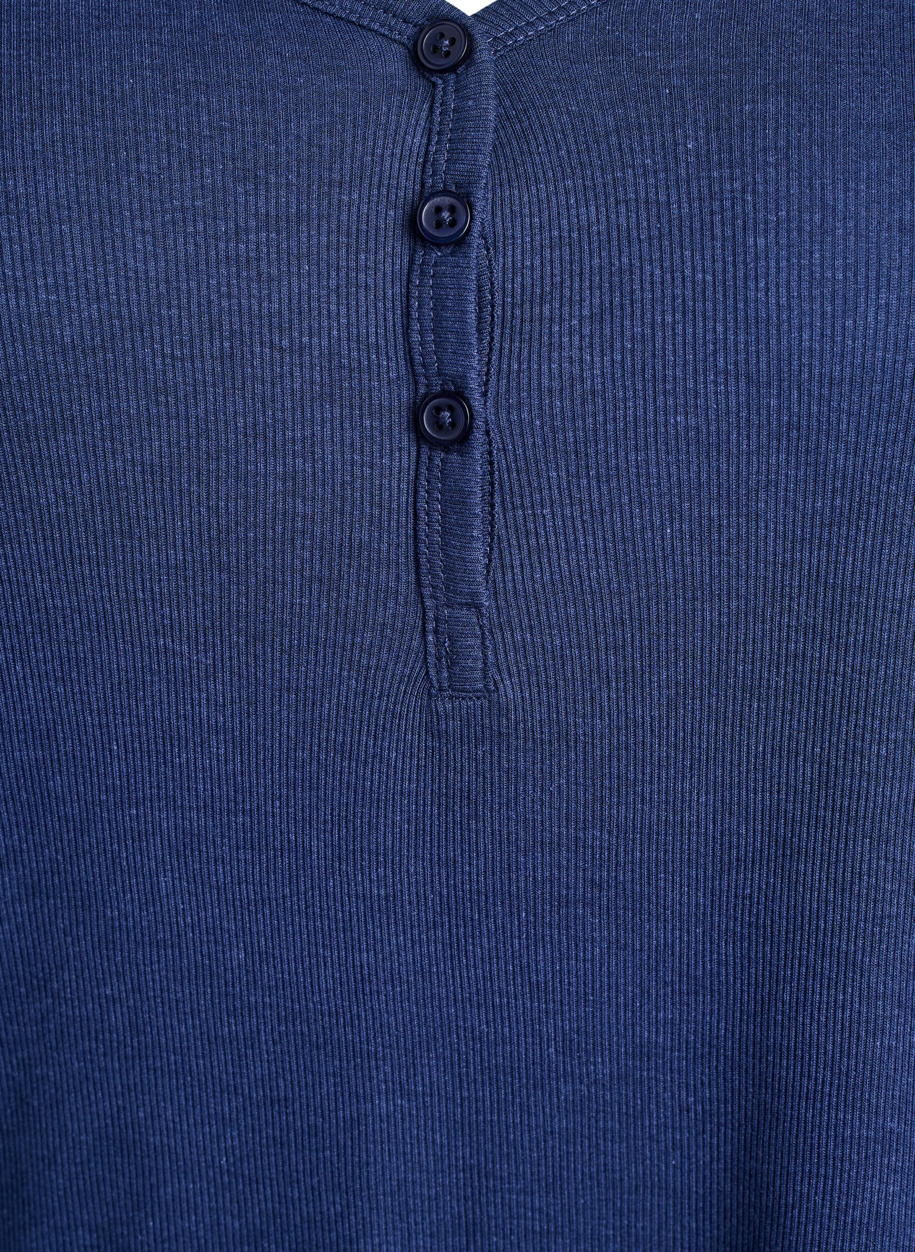 Zizzifashion Ribbed night top with long sleeves and buttons, Blue, Packshot image number 2