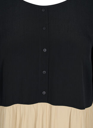 A-line, viscose tunic with seams, Black , Packshot image number 2