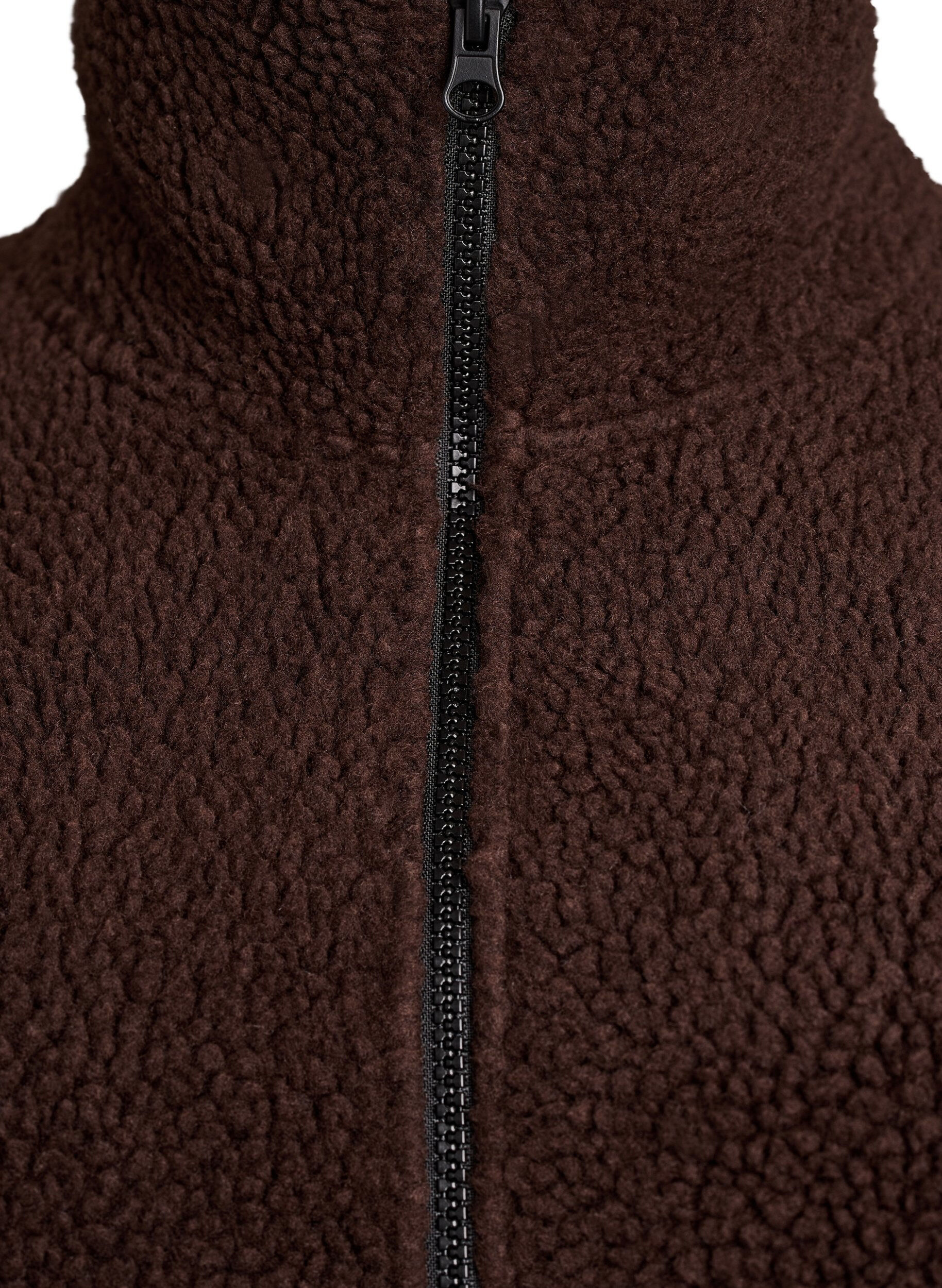Zizzifashion Teddy fleece gilet with zipper and pockets, Brown, Packshot image number 2