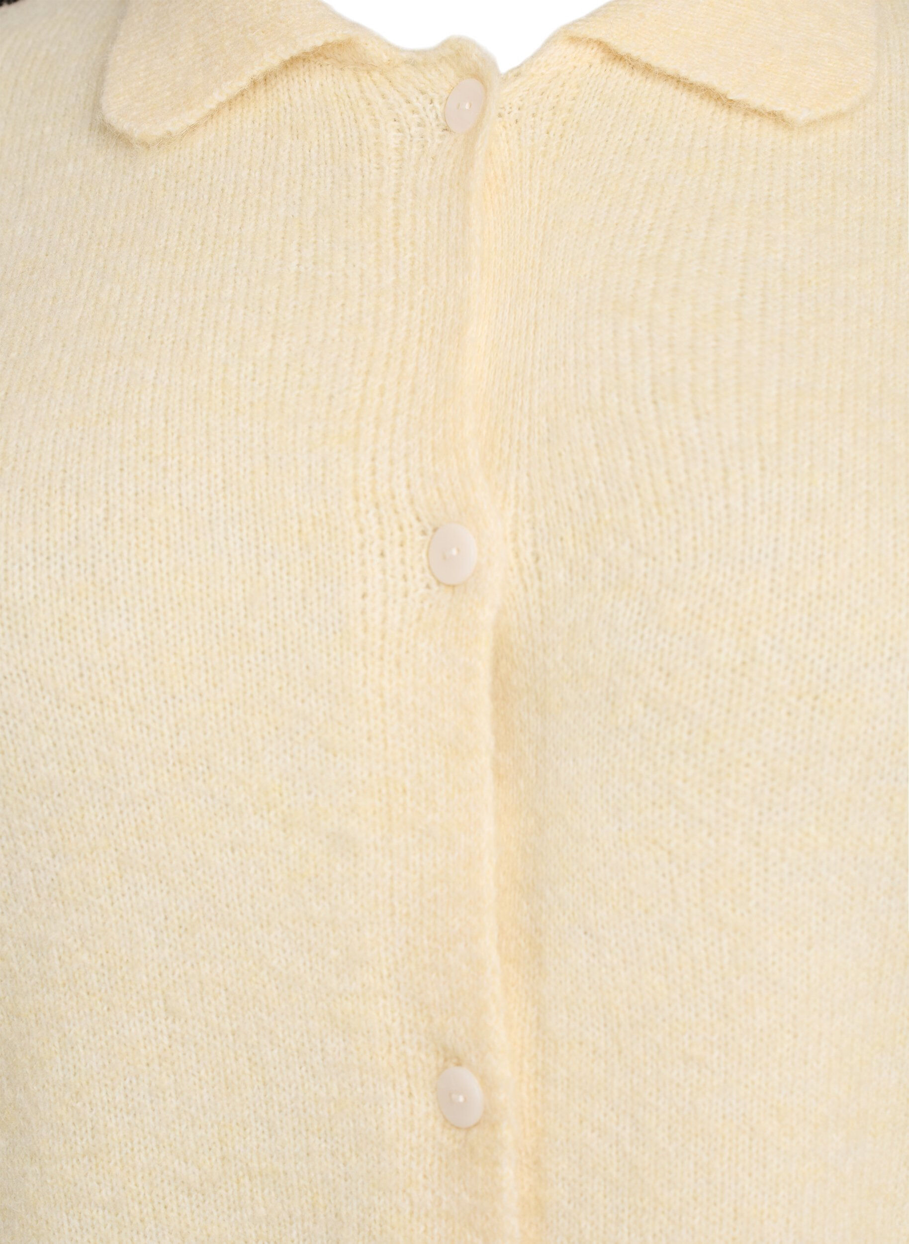 Zizzifashion Knitted cardigan with collar and buttons, Yellow, Packshot image number 2
