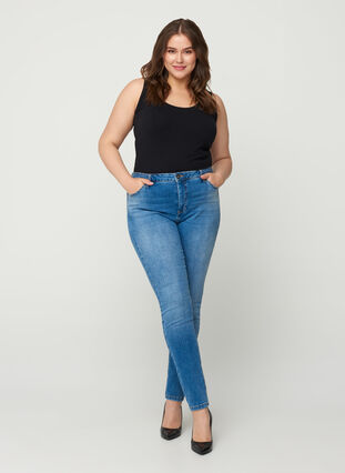 Extra slim fit Nille jeans with a high waist, Light blue denim, Model image number 0