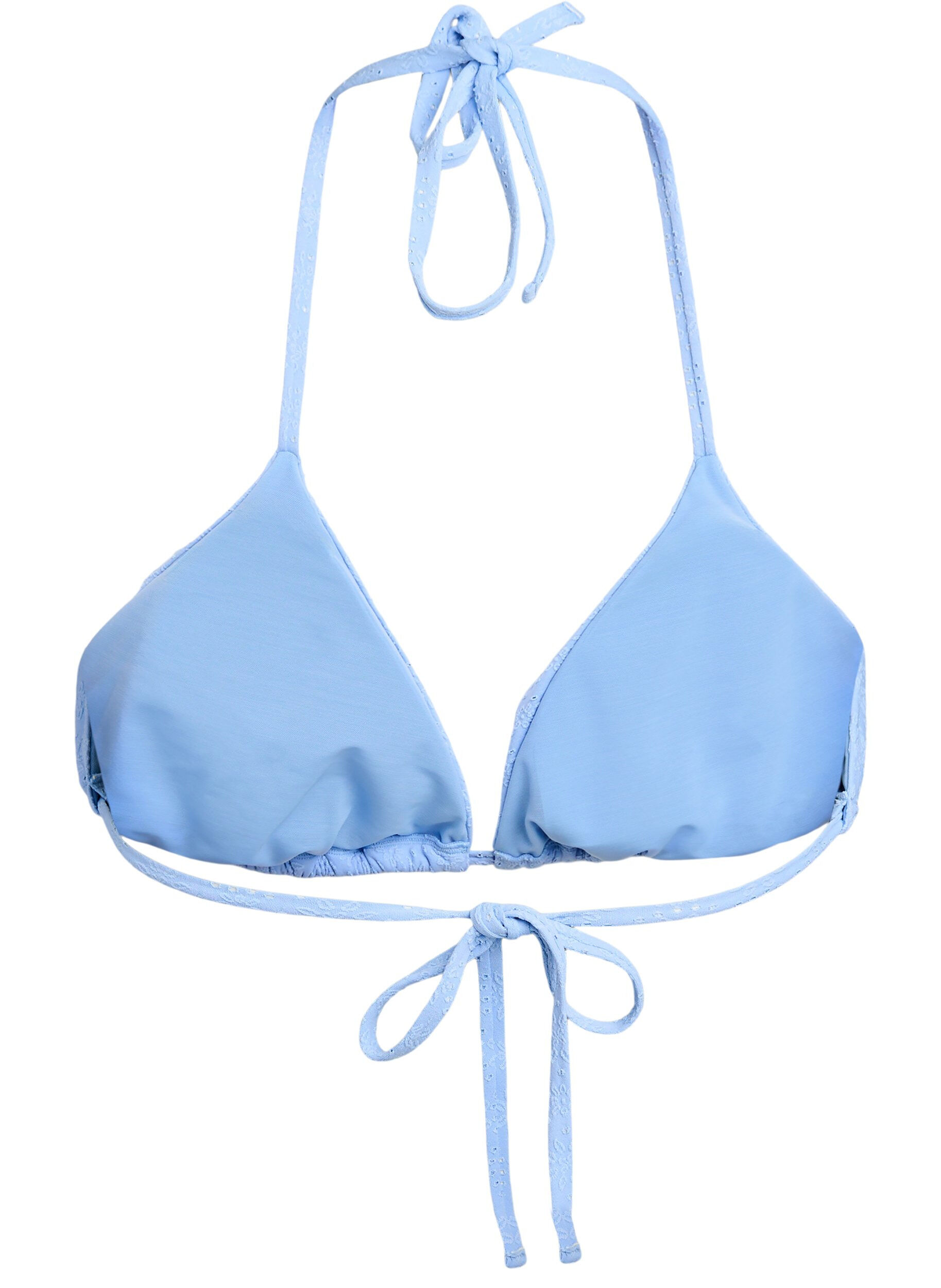 Zizzifashion Triangle bikini top with a textured pattern, Blue, Packshot image number 1