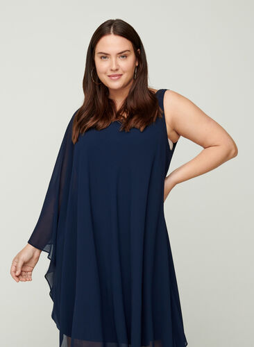 One shoulder A-line dress, Night Sky, Model image number 1