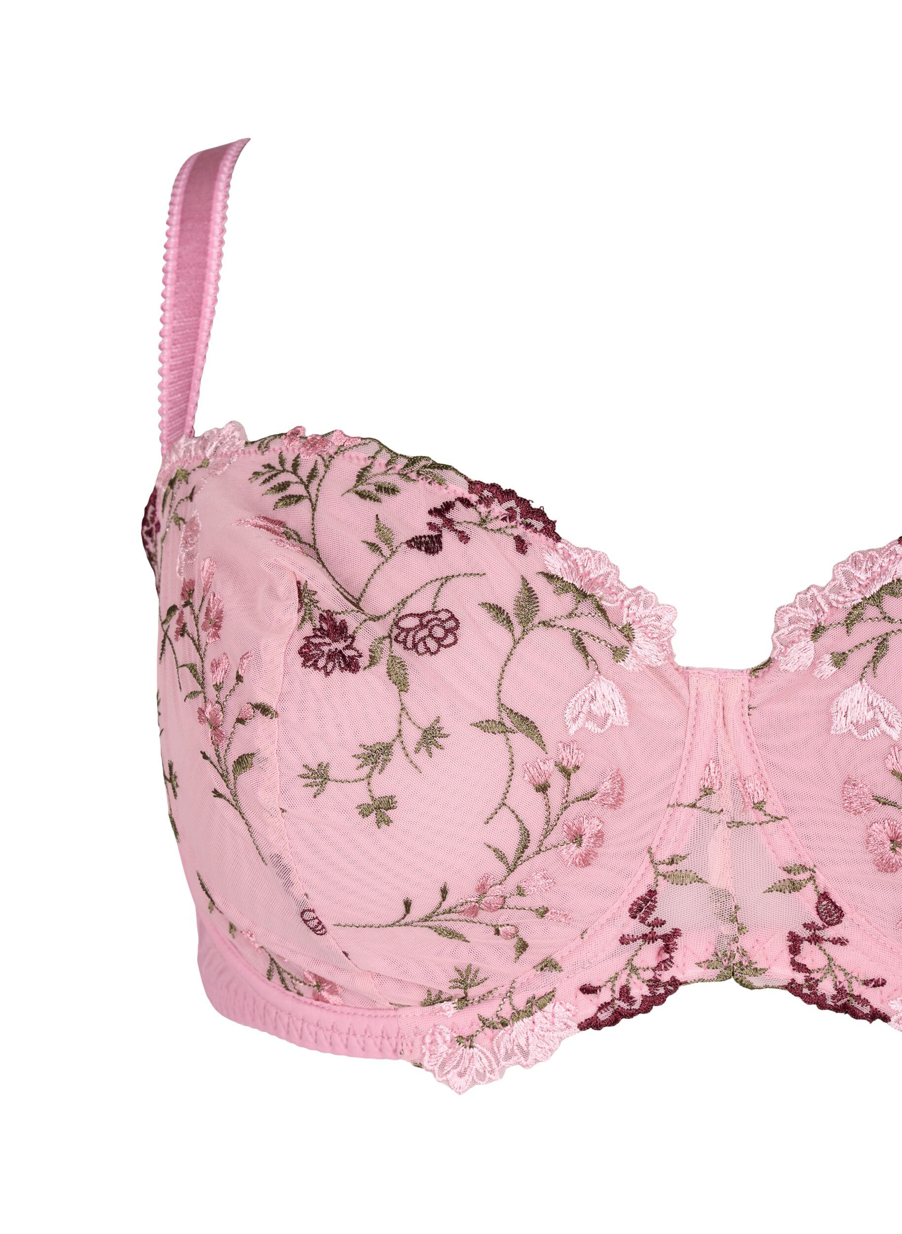 Zizzifashion Balconette bra with embroidered flowers, Rose, Packshot image number 2