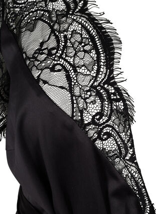Dressing gown with lace sleeves, Black, Packshot image number 2