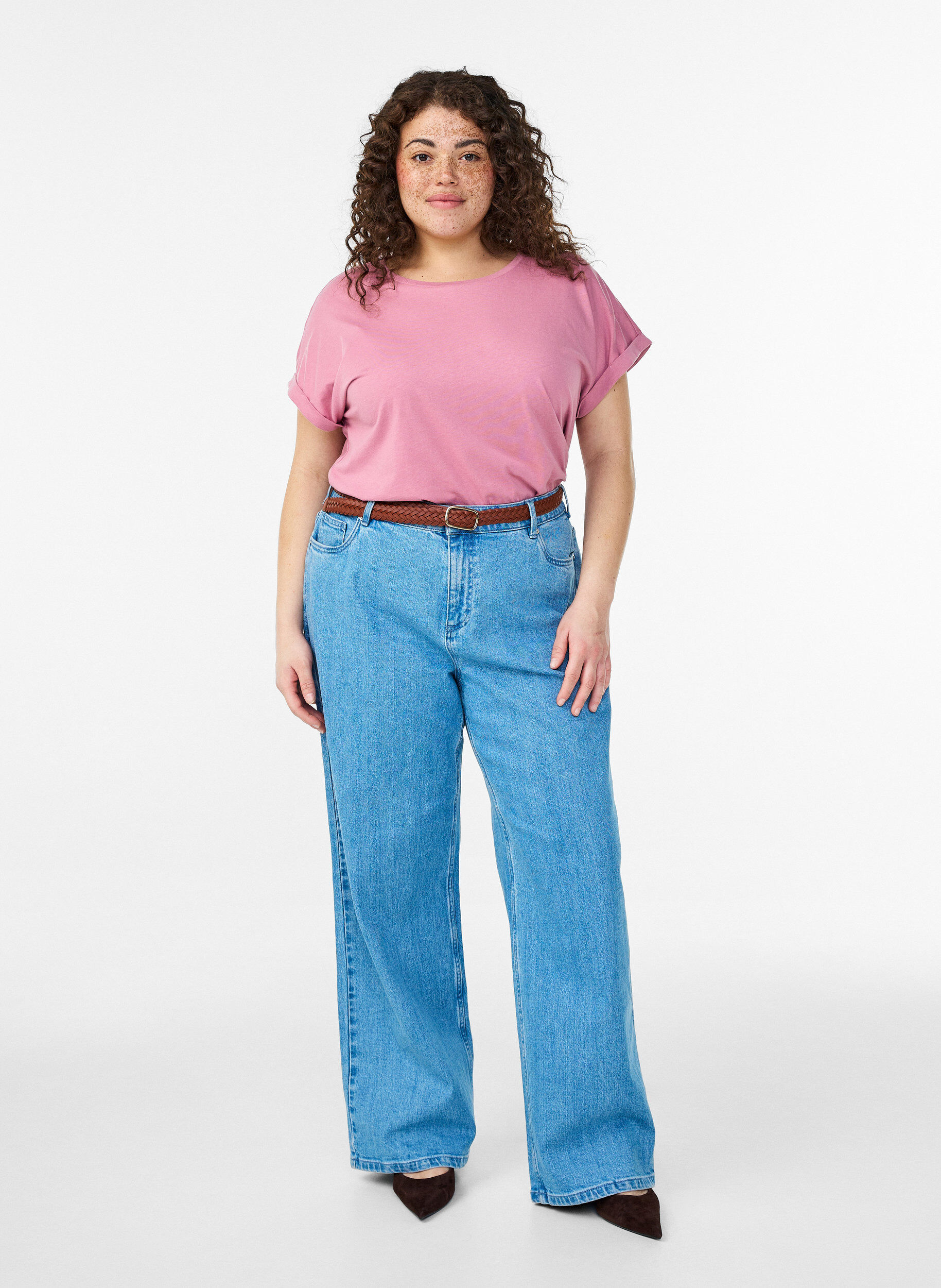 ZizzifashionShort-sleeved cotton blend t-shirt, Rose, Model image number 1