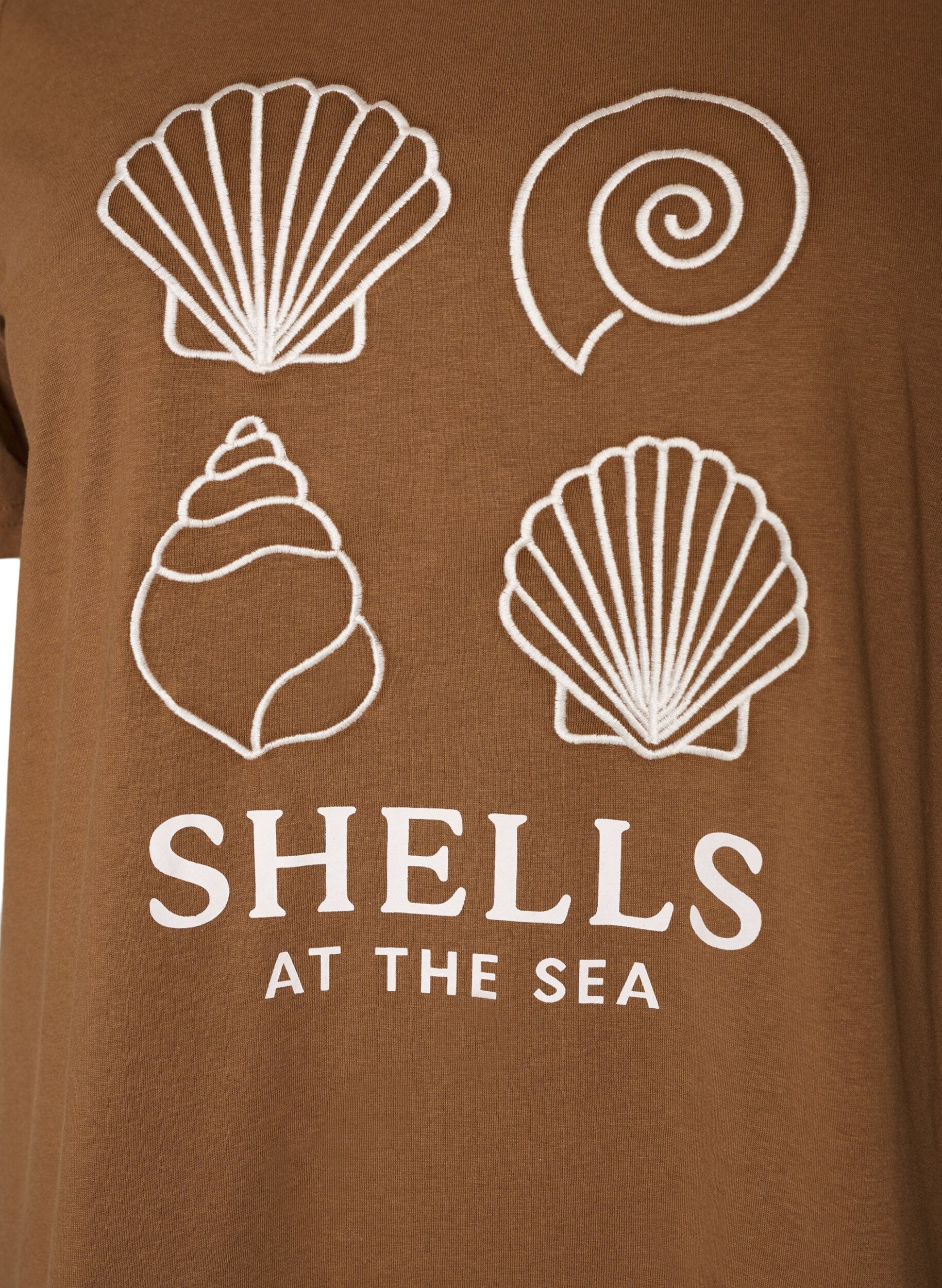 ZizzifashionCotton T-shirt with print, Brown, Packshot image number 2