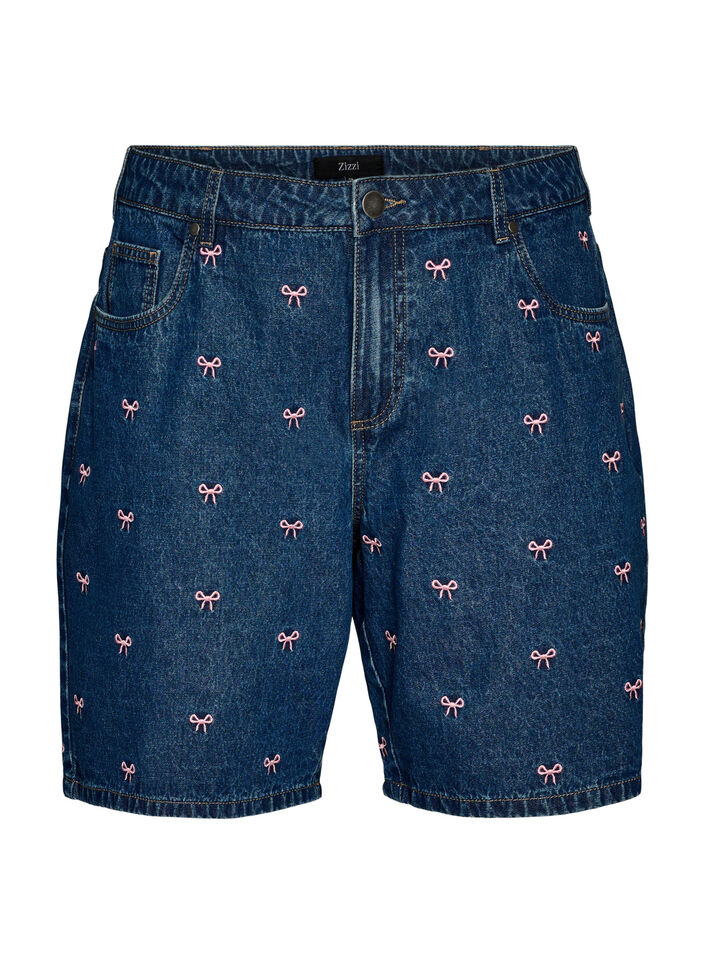 Embroidered denim shorts, Blue, Packshot image number 0