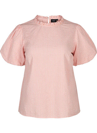 Checked blouse with short sleeves, As Sample, Packshot image number 0