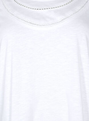 Cotton t-shirt with lace ribbon, Bright White, Packshot image number 2