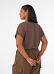 Viscose T-shirt with glitter stripes, Brown, Model image number 2