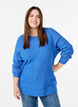 Melange knit blouse with round neck, Blue, Model image number 0