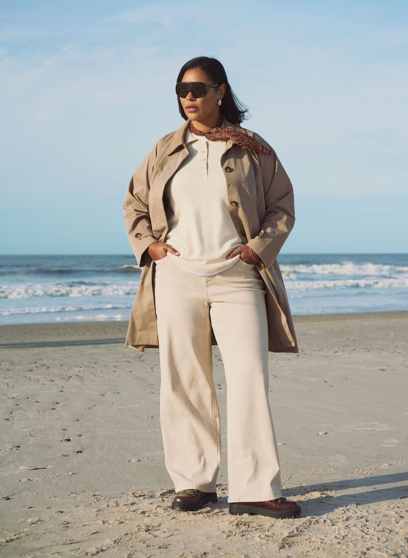 Spring jacket with faux suede collar and concealed button fastening, Beige, Image image number 0