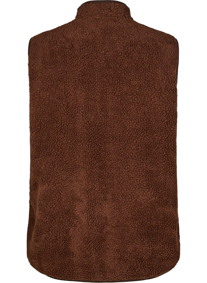 Teddy fleece gilet with zipper and pockets, Hot Fudge, Packshot image number 1