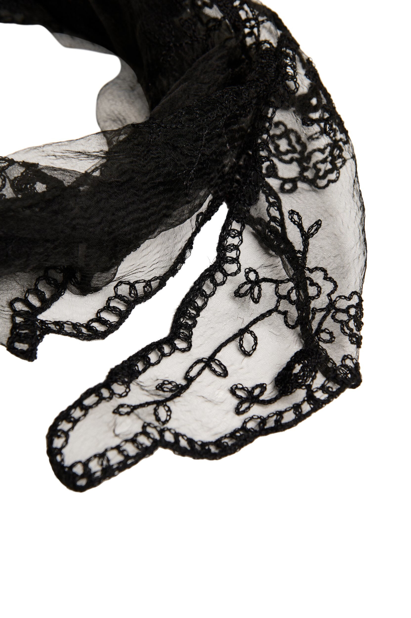 Zizzifashion Triangular lace scarf, Black, Packshot image number 1