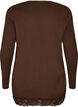 Jersey blouse with asymmetrical lace trim, Brown, Packshot image number 1