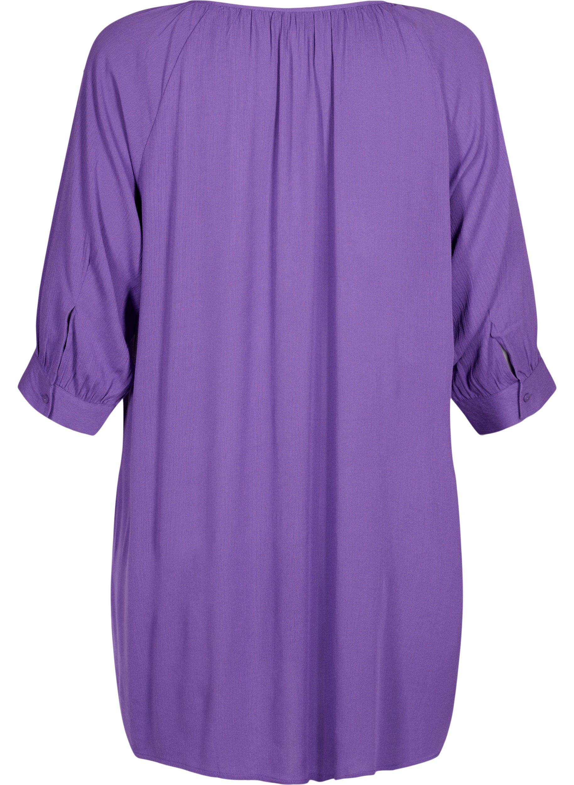 Zizzifashion Viscose tunic with 3/4 sleeves, Purple, Packshot image number 1