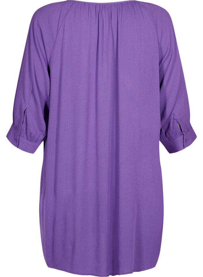 Viscose tunic with 3/4 sleeves, Purple, Packshot image number 1