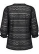 Blouse with hole pattern and 3/4 sleeves, Black, Packshot image number 1
