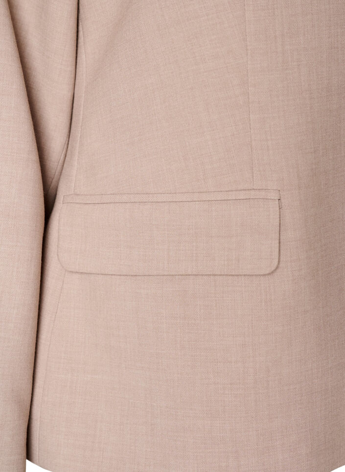Classic blazer with single button closure and pockets, Beige, Packshot