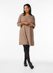 Dress with texture and 3/4 sleeves, Brown, Model image number 1