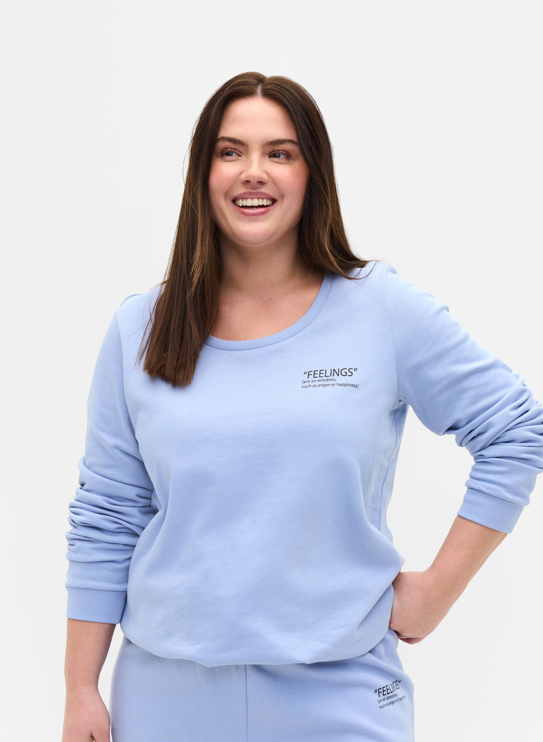 Zizzifashion Cotton sweatshirt with text print, Blue Heron, Model image number 0