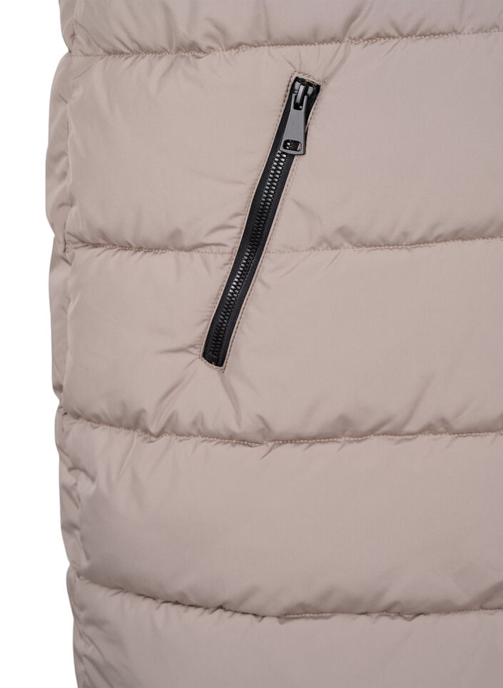 Long vest with hood and pockets, Beige, Packshot image number 3
