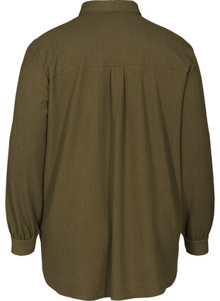 Textured shirt with chest pockets, Dark Green ASS, Packshot image number 1