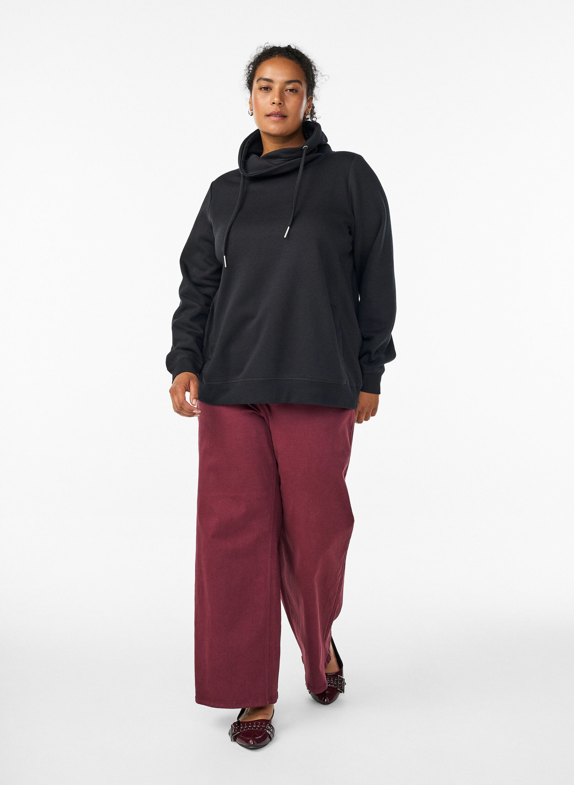 Zizzifashion FLASH - Sweatshirt with high collar and pockets, Black, Model image number 1