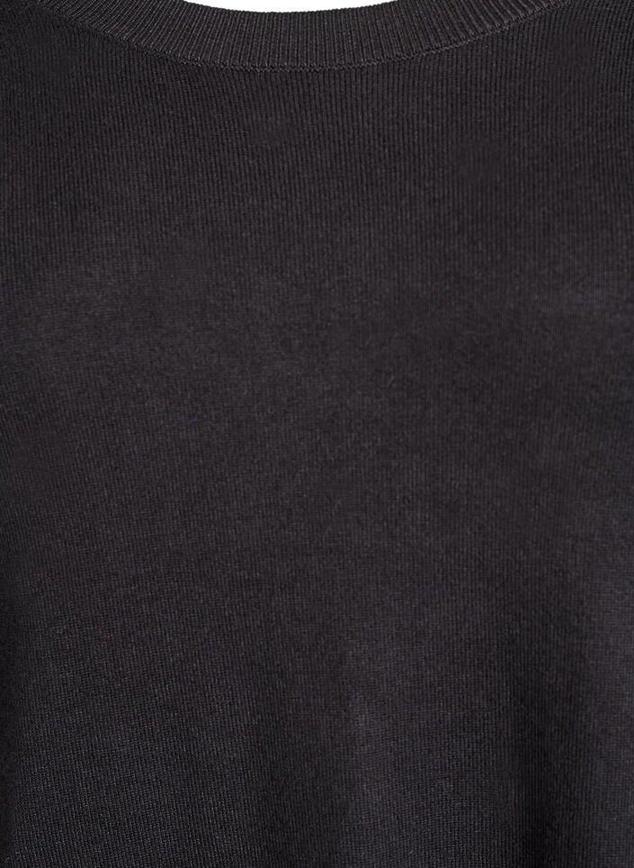 Knitted blouse with side buttons, Black, Packshot image number 2