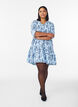 Short dress in patterned cotton muslin, Light Blue, Model image number 1