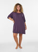 Nightgown in viscose jersey with a ribbed texture, Purple, Model image number 1