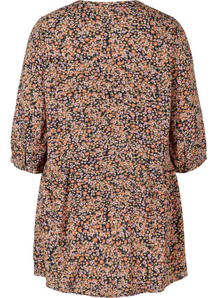Viscose tunic with print and 3/4 sleeves, Ditsy Flower AOP, Packshot image number 1