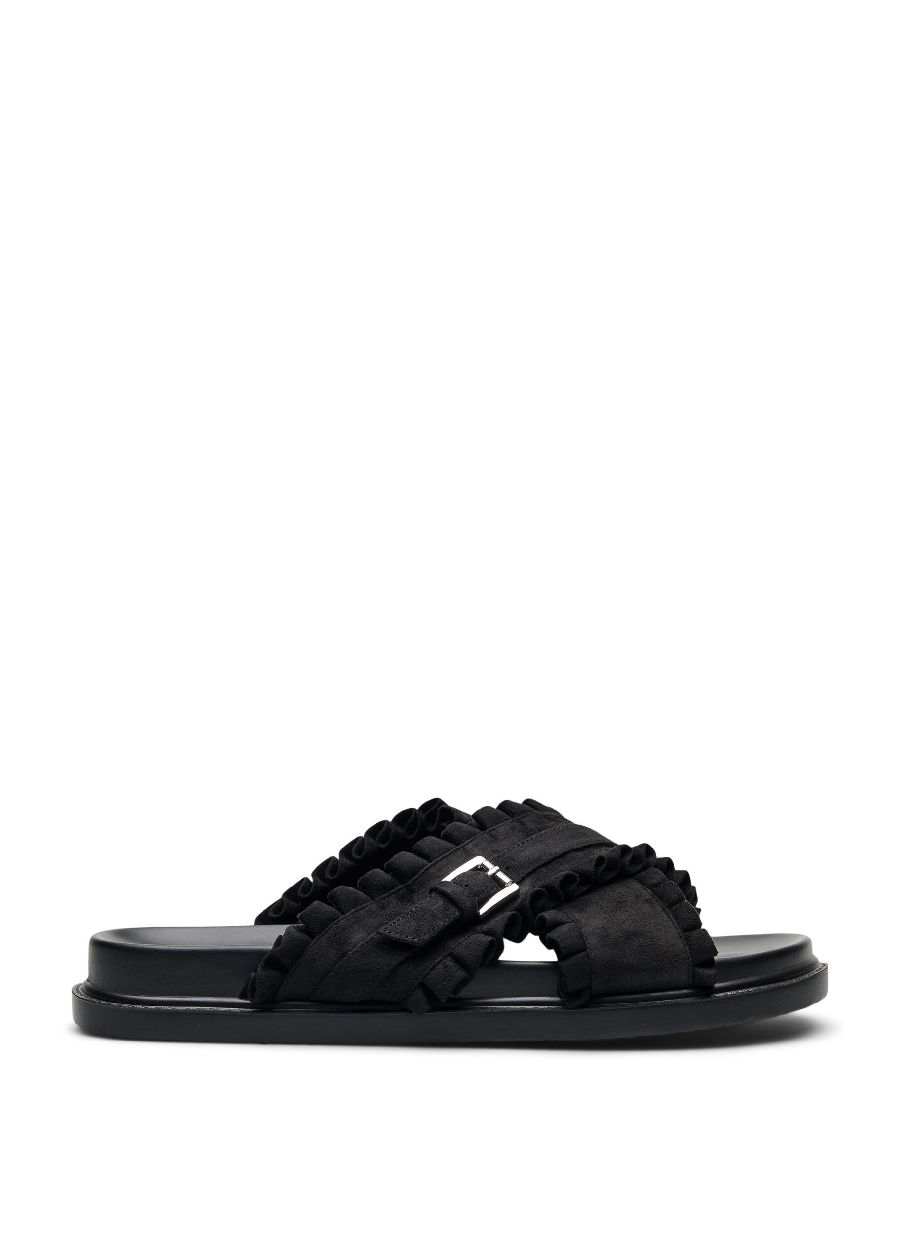 Wide fit - Sandal with criss-cross straps and ruffle edges