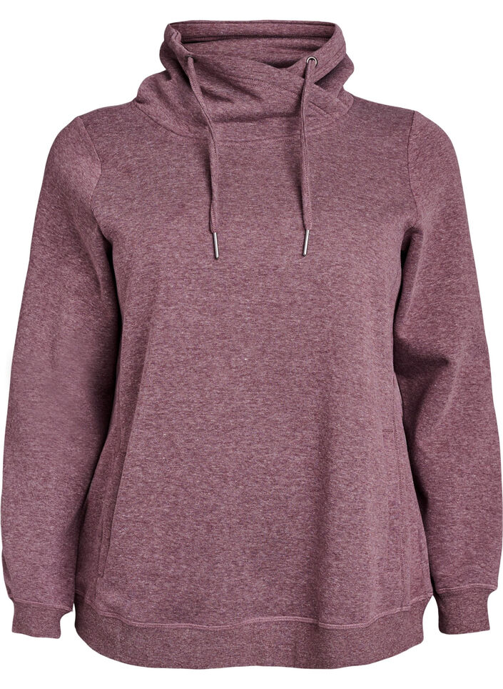 Sweatshirt with high collar and pockets, Red, Packshot image number 0