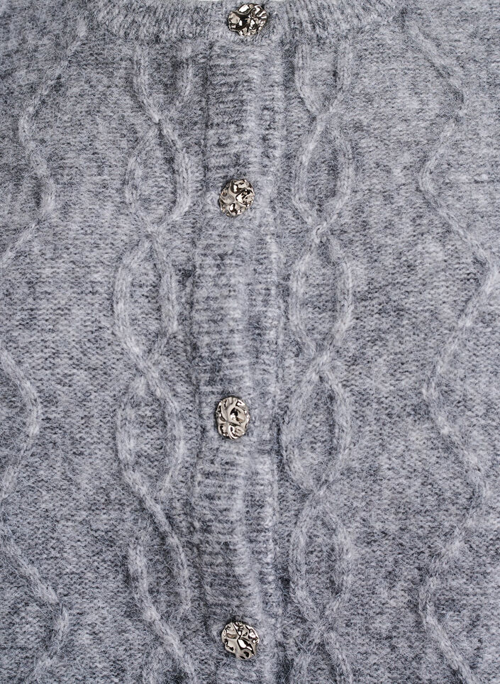 Patterned knitted vest with decorative buttons, Grey, Packshot image number 2