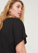 Blouse with short sleeves and a round neckline, Black, Model image number 3