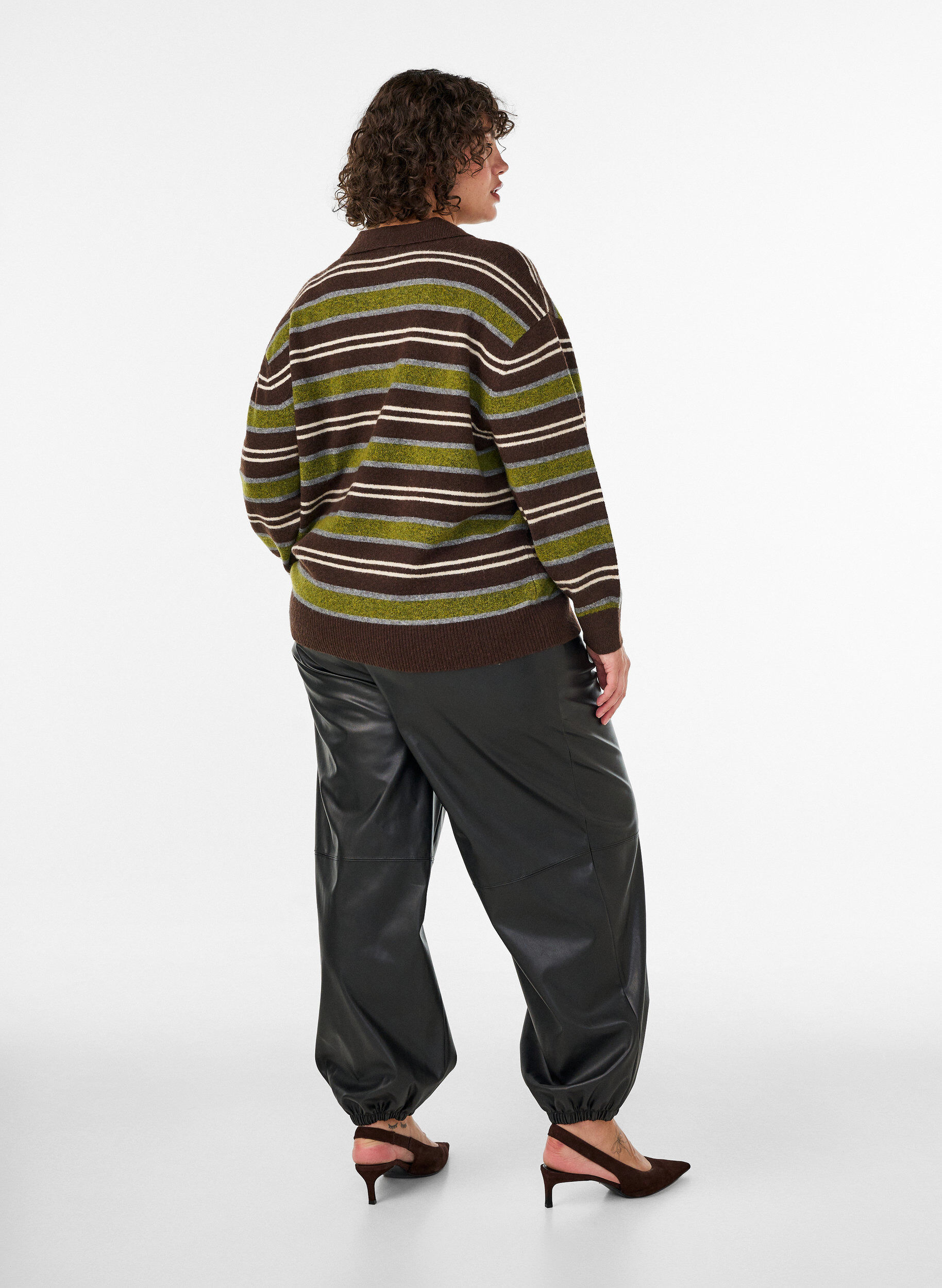 ZizzifashionBalloon trousers in faux leather, Black, Model image number 1