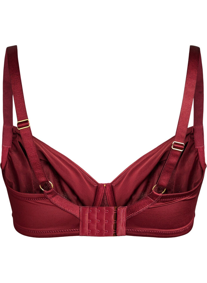Full coverage bra in shiny microfibre, Dark Bordeaux, Packshot image number 1