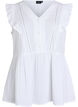 Sleeveless cotton muslin blouse with ruffles, White, Packshot image number 0