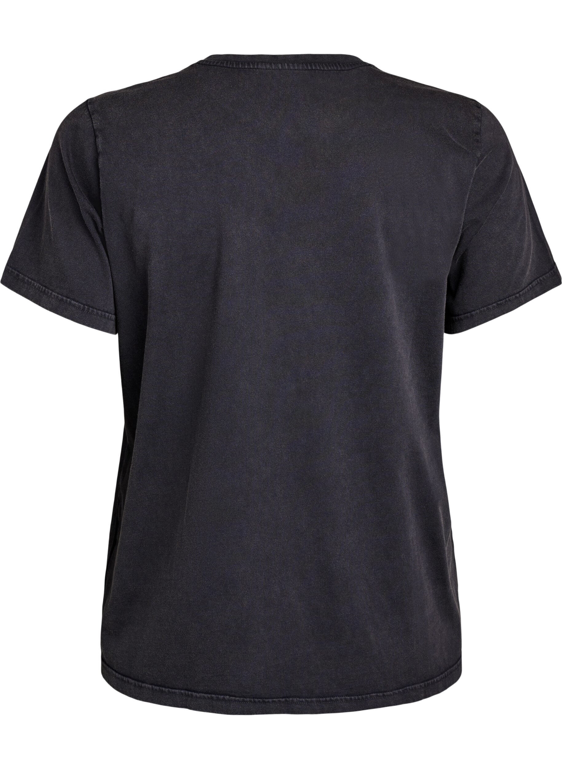 Zizzifashion T-shirt in organic cotton with a cool print, Dark Grey, Packshot image number 1