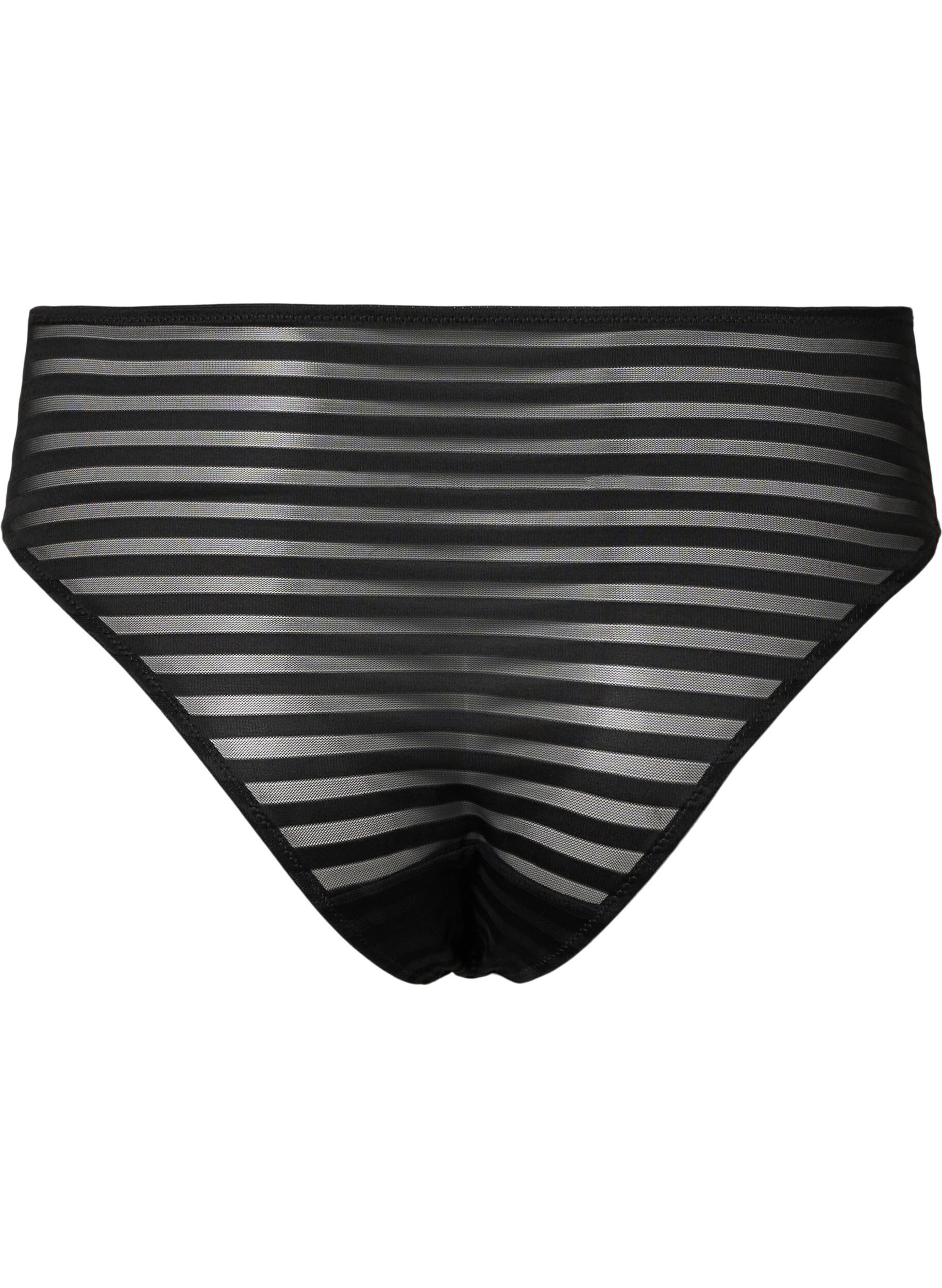 Zizzifashion Striped tai briefs with regular waist, Black, Packshot image number 1