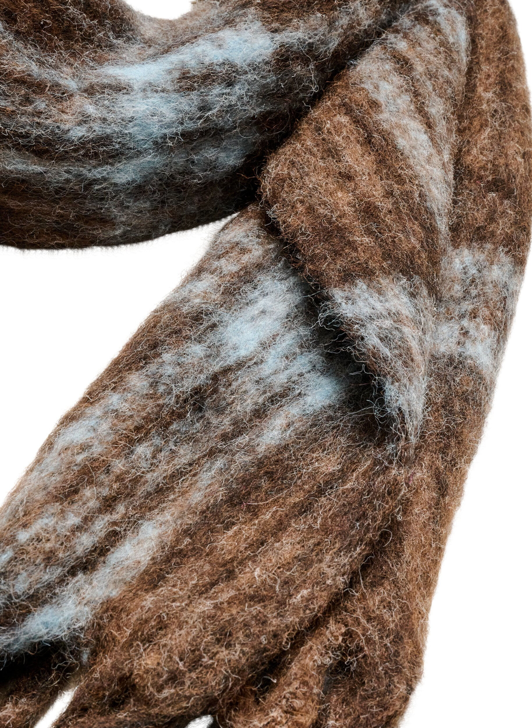 ZizzifashionSoft scarf with fringes, Brown, Packshot image number 1